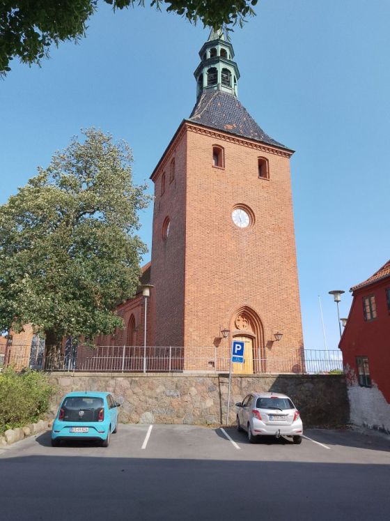 Bronze age stone in Vor Frue church, Svendborg (Cup Marked Stone)
