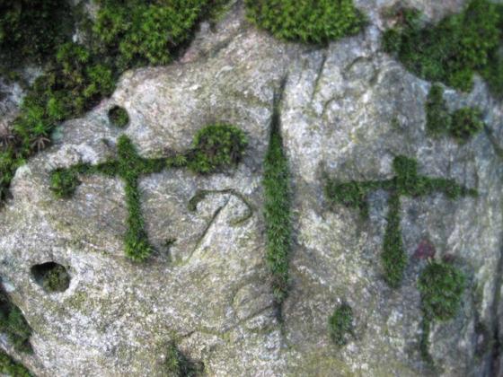 Rio della Biscia’s valley. Second rock of the path (Engraved stone)